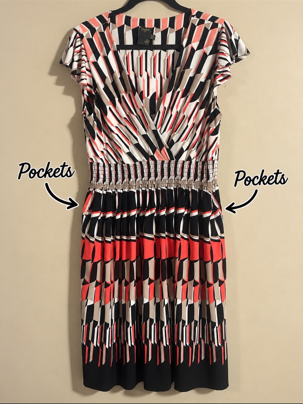 Taylor Geometric Print Midi Dress with Pockets